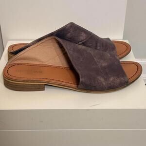 “Let's See Style” Slip on Sandal Slide Distressed Brown Vegan Leather Women's 10